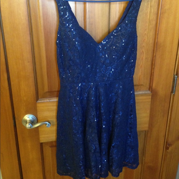 City Triangles Dresses & Skirts - Navy blue lace and sparkle dress